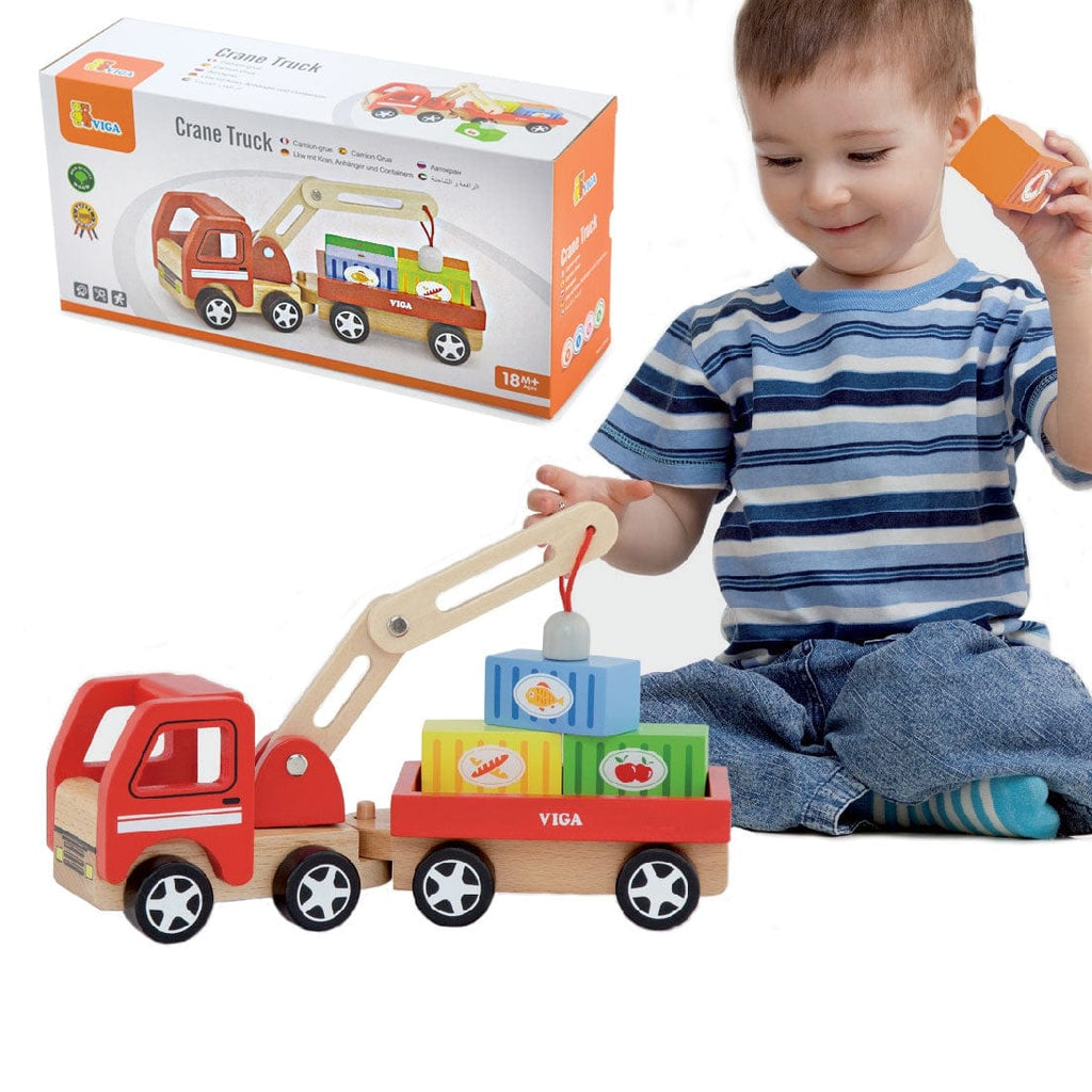 Viga Toys puidust kraana konteineritega - Fairy Kitten Mänguasjapood