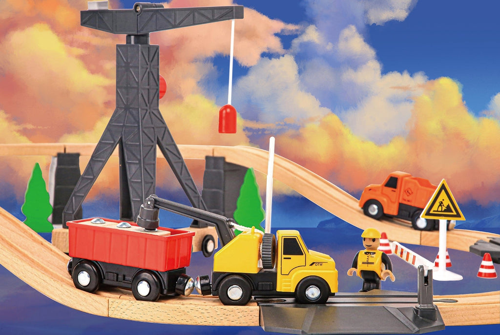 Tooky Toy Drewniana Konstrukcja Budowanie Drogi dla Pojazdów Budowlanych - Fairy Kitten Mänguasjapood
