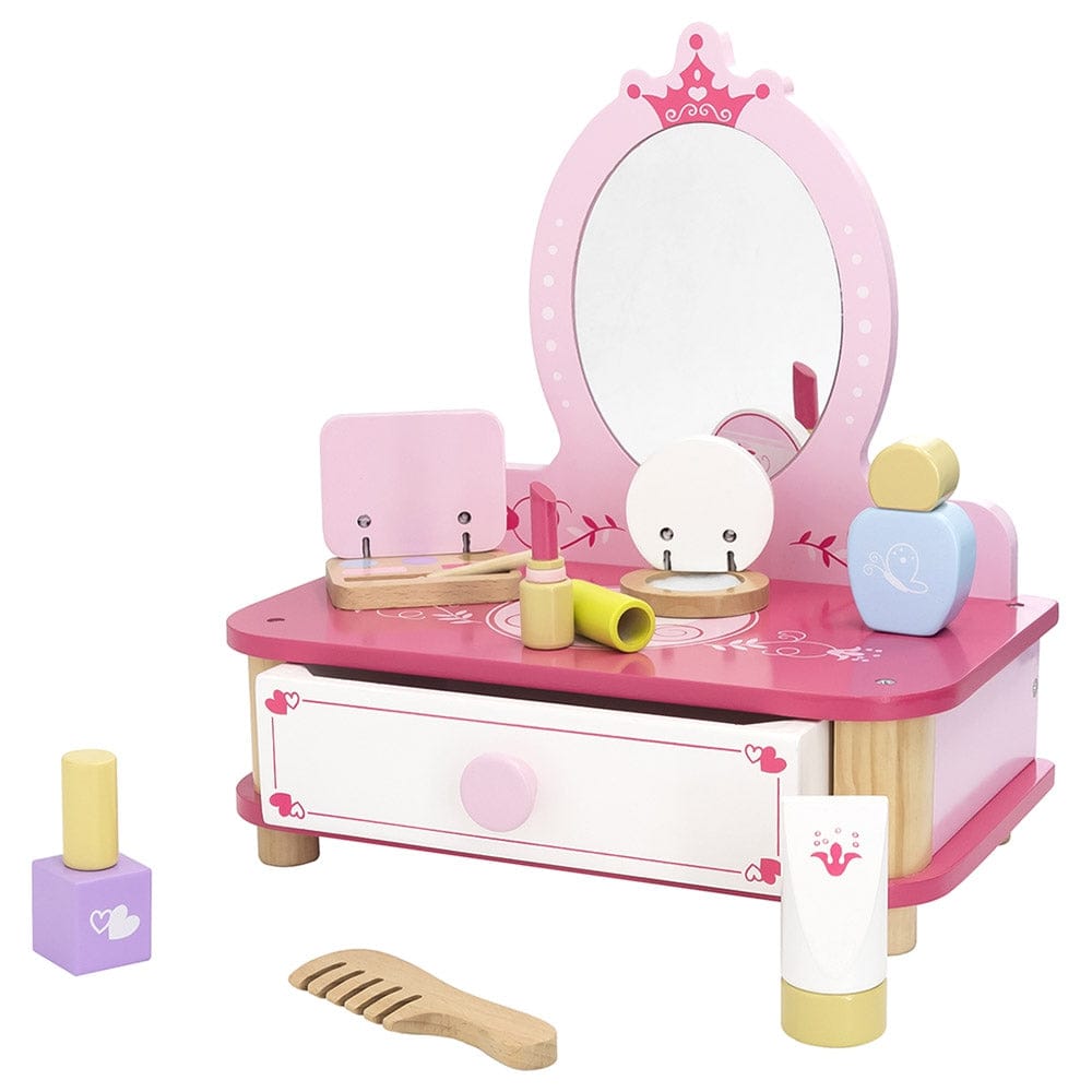 Viga Różowa Toaletka Drewniana Do Makijażu z Lustrem + Akcesoria - Fairy Kitten Mänguasjapood