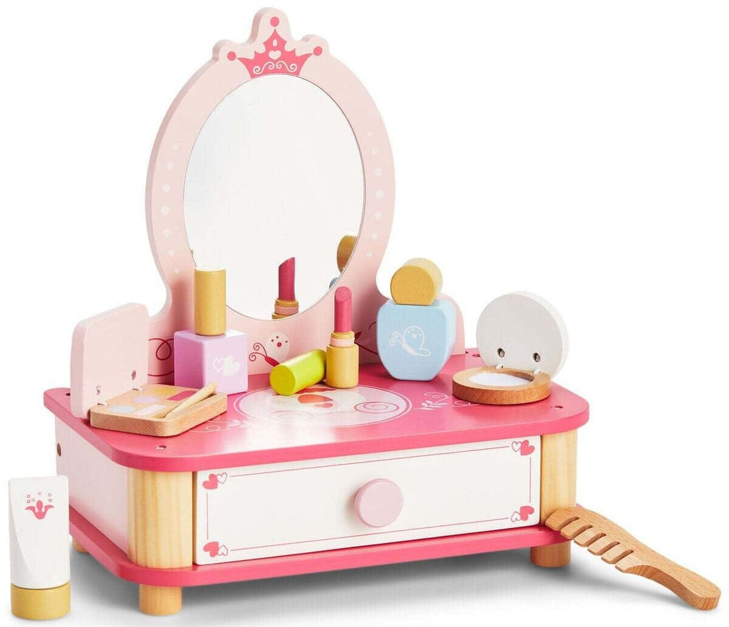 Viga Różowa Toaletka Drewniana Do Makijażu z Lustrem + Akcesoria - Fairy Kitten Mänguasjapood